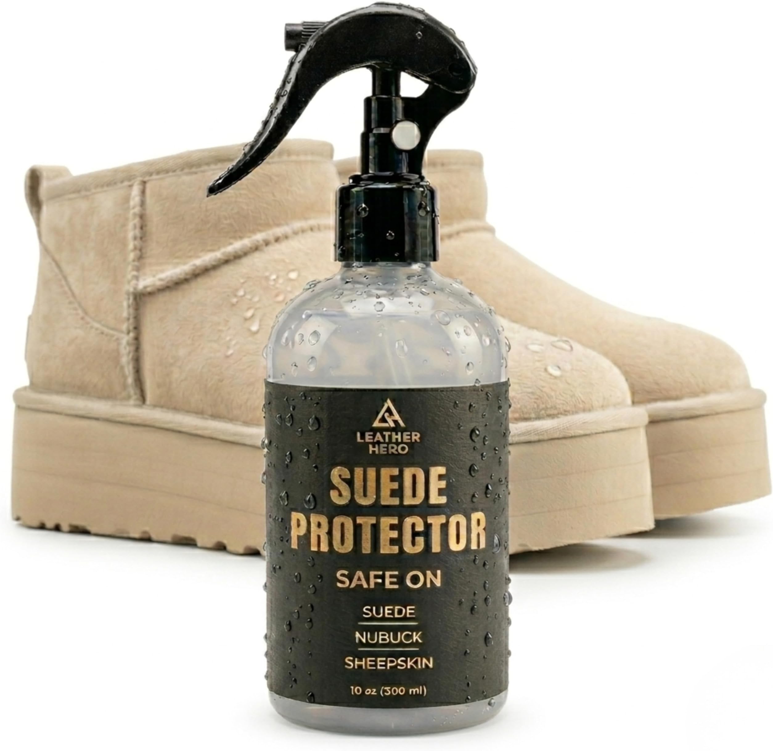 Suede Protector Spray – Waterproof & Stain Repellent Shoe Protector Spray for Suede, Nubuck, Sneakers, Boots & Handbags, Compatible with UGG Boots, Non-Aerosol, 10 oz