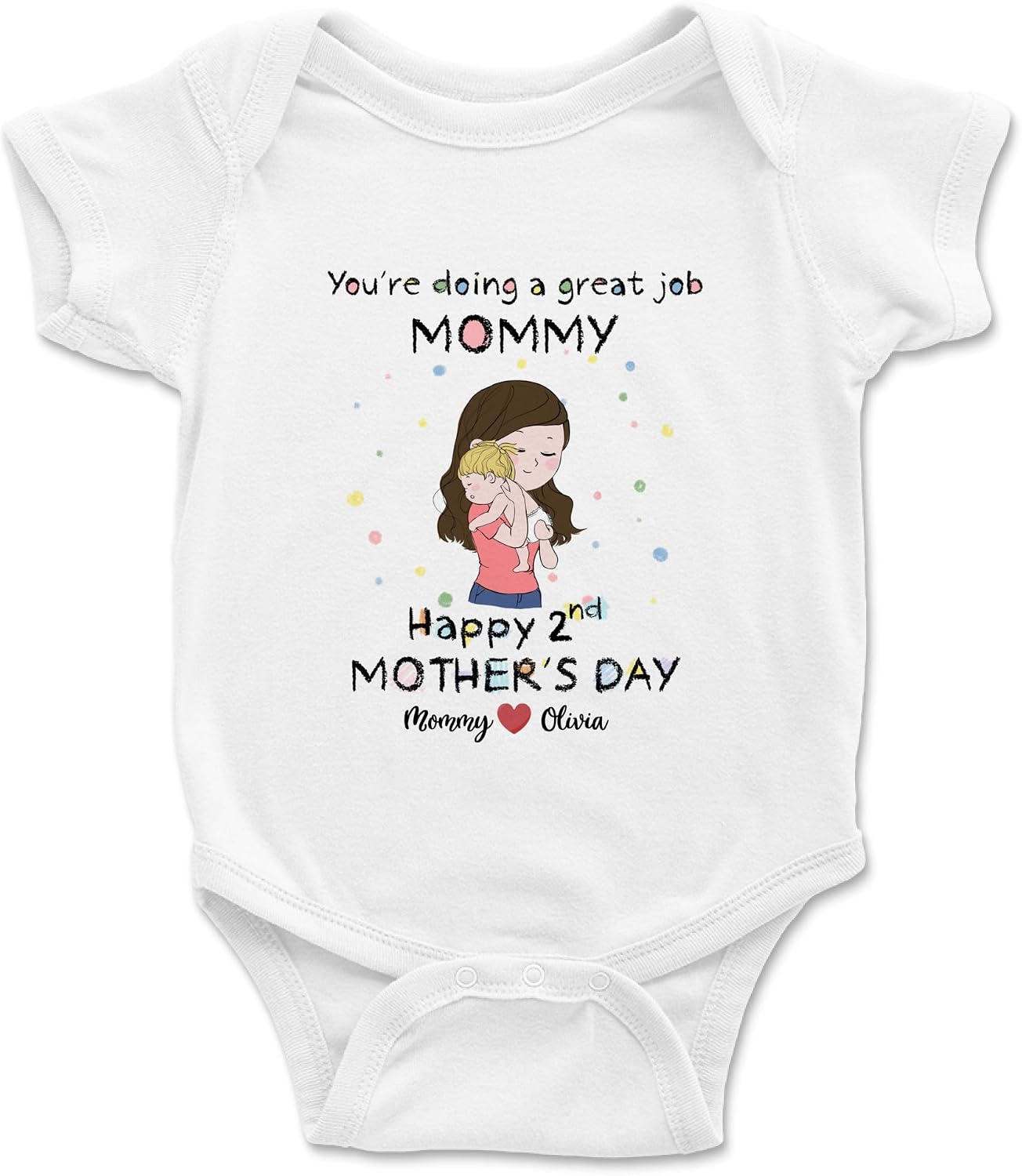 Gossby Custom 1st Mothers Day Baby Onesie - Happy Mothers Day Gift New Mom, First time Mom, Daughter - You're Doing Great Job