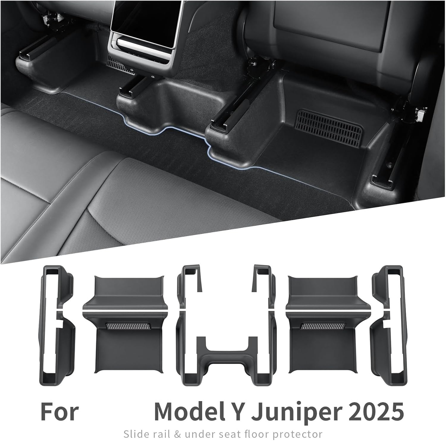 Compatible with Tesla Model Y Launch 2025 Juniper Car Under Seat Corner Anti-Dirt Protective Pad Anti Kick Pad Accessories(25MY 9PCS)