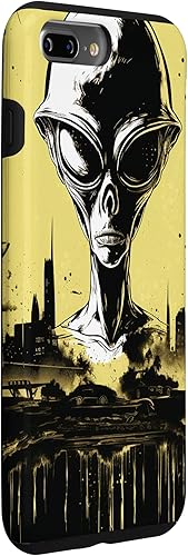 Vista 21 de iPhone 14 Pro Cute Green Alien Head UFO Space Face Alien Case