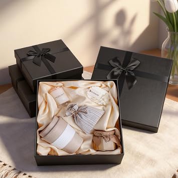Eerbaier Black Gift Boxes for Presents, Set of 4 Nesting Gift Boxes with Lids, Luxury Gift Box for Birthdays, Anniversaries, Weddings, and All Gift Giving Occasions