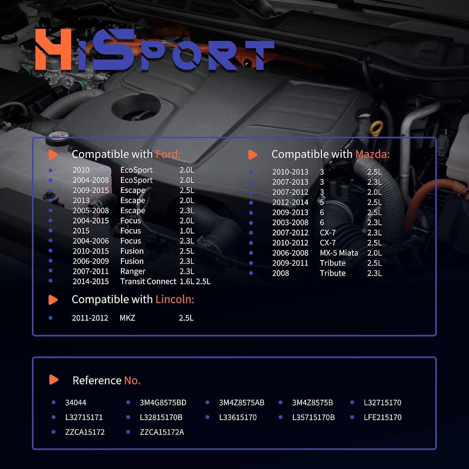 HiSport Thermostat Housing Assembly - Compatible with Ford Transit Connect 2014-2022 Fusion 2006-2020 Escape 2005-2019 EcoSport 2004-2012 Focus 2003-2011 Ranger 2001-2011 Ka - Replace 34044