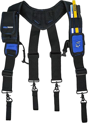Miniatura 2 de MELOTOUGH Cinturón de trabajo magnético con tirantes acolchados para cinturón de herramientas con pulsera magnética para constrcución, carpintero,