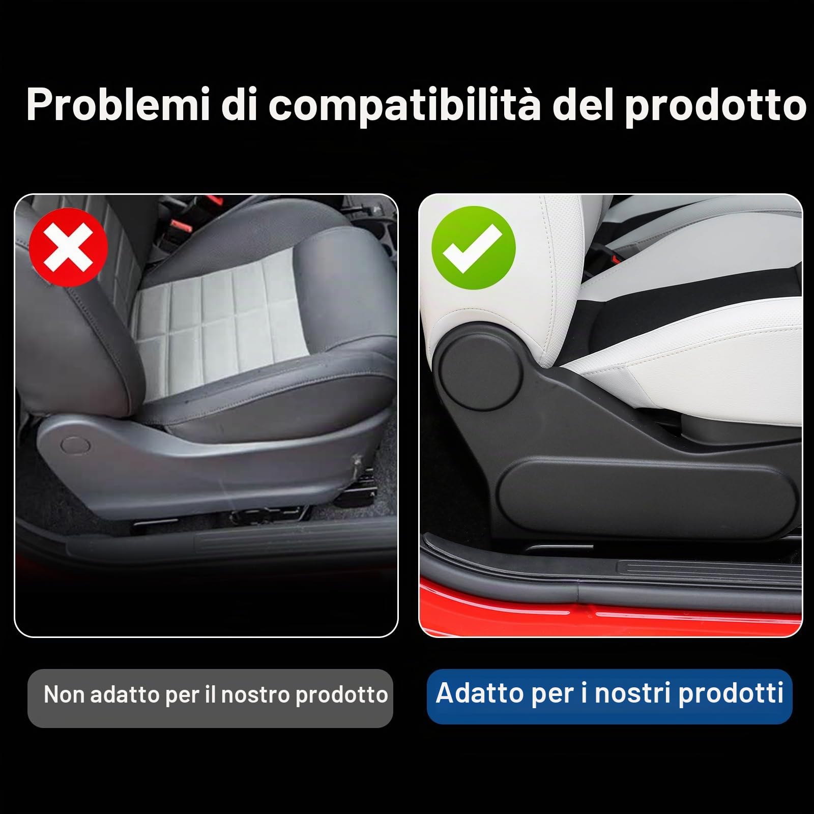 KUNGKIC Per Fiat 500 2008 – 2024 Abarth 595/695 2012 – 2024 sedili auto in fibra di carbonio manopole di regolazione per rivestimento decorativo interno accessori adesivi inclusi,regalo 4 pezzi (nero)