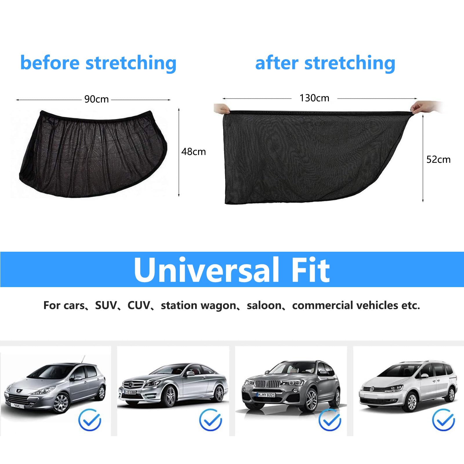 Tendine Parasole, 2 Pcs Tendine Parasole Auto Bambini, Parasole Auto Bambini Tendine Universali Finestrini Laterali, Parasole Auto Posteriore per Protezione da Raggi UV per Neonati e Animali