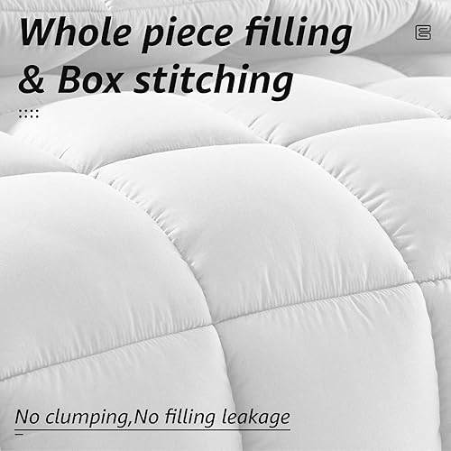 Miniatura 2 de Hyleory Edredón para cama de tamaño king California, para todas las estaciones, relleno de plumón de ganso alternativo con pestañas de esquina, para