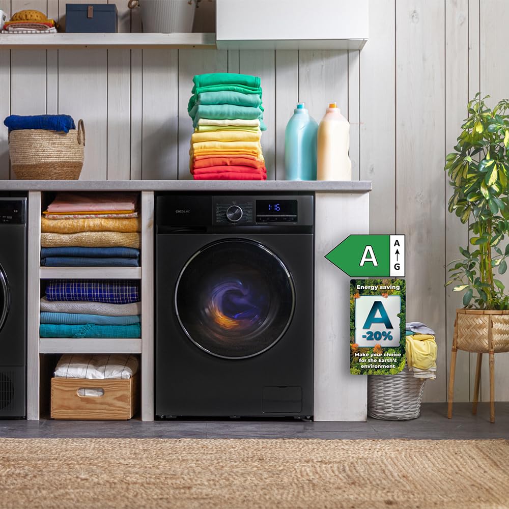 Cecotec Pralka 12 kg Bolero DressCode 12500 Inverter Steel. Wykończenie stalowe, Inverter Plus, SteamMax, 16 programów, czyszczenie parą, DelayStart, ekran pełnego sterowania