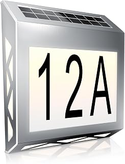 CSL - LED Solar Hausnummernleuchte Edelstahl - Hausnummer beleuchtet Solar - Automatische Tag- und Nachterkennung - Solarpanel Leuchte 10 Lumen - Hausnummernschild IP44