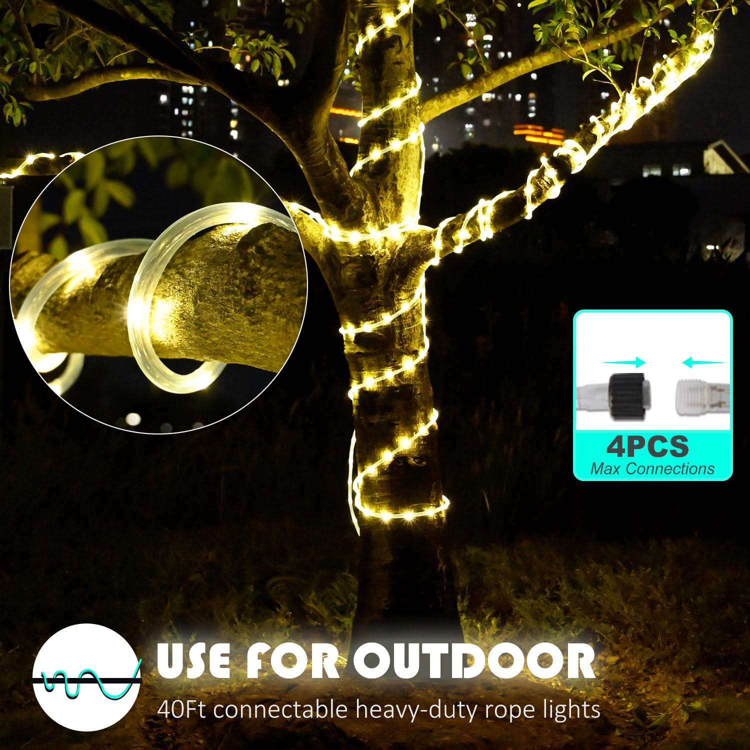 Twfbrm Christmas Candy Cane Rope Lights - 79In LED Fairy Lights Tube Lights For Xmas Outdoor Patio Garden Christmas Tree Holiday Party Weddings Christmas D - View #6