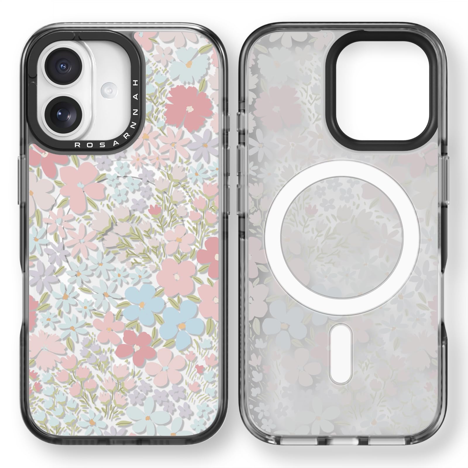 Rosarnnah Bonita funda para iPhone, compatible con Magsafe, duradera, a prueba de golpes, caída de 6.5 pies, divertido diseño de primavera rosa para iPhone (6.1 pulgadas), color negro
