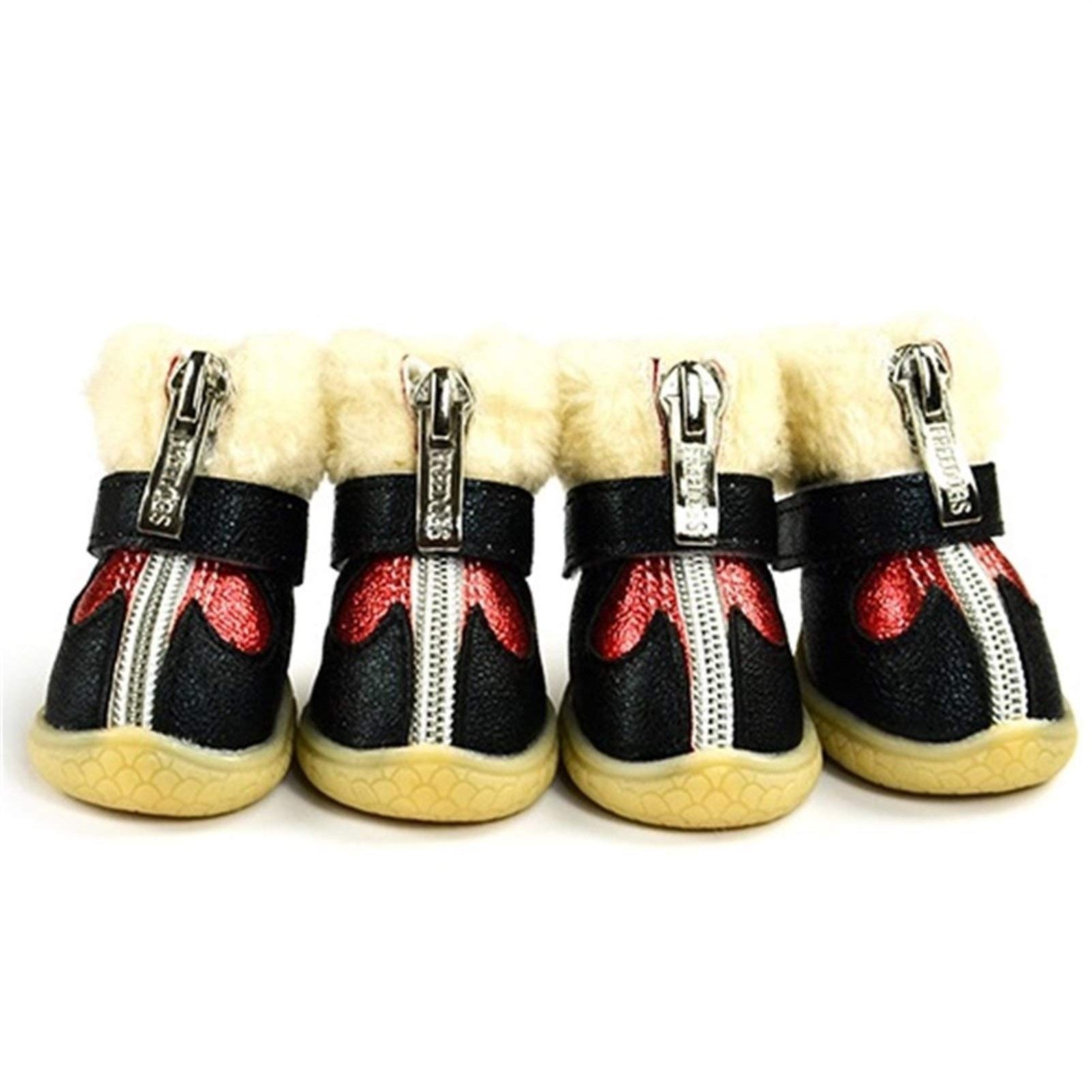 Scarpe Dog Pet Ispessito l'inverno Caldo Stivali Impermeabili for Regolabile Antiscivolo Pattini Dell'animale Domestico del Piccolo Cucciolo di Cane Wear (Color : Black, Size : XL.)