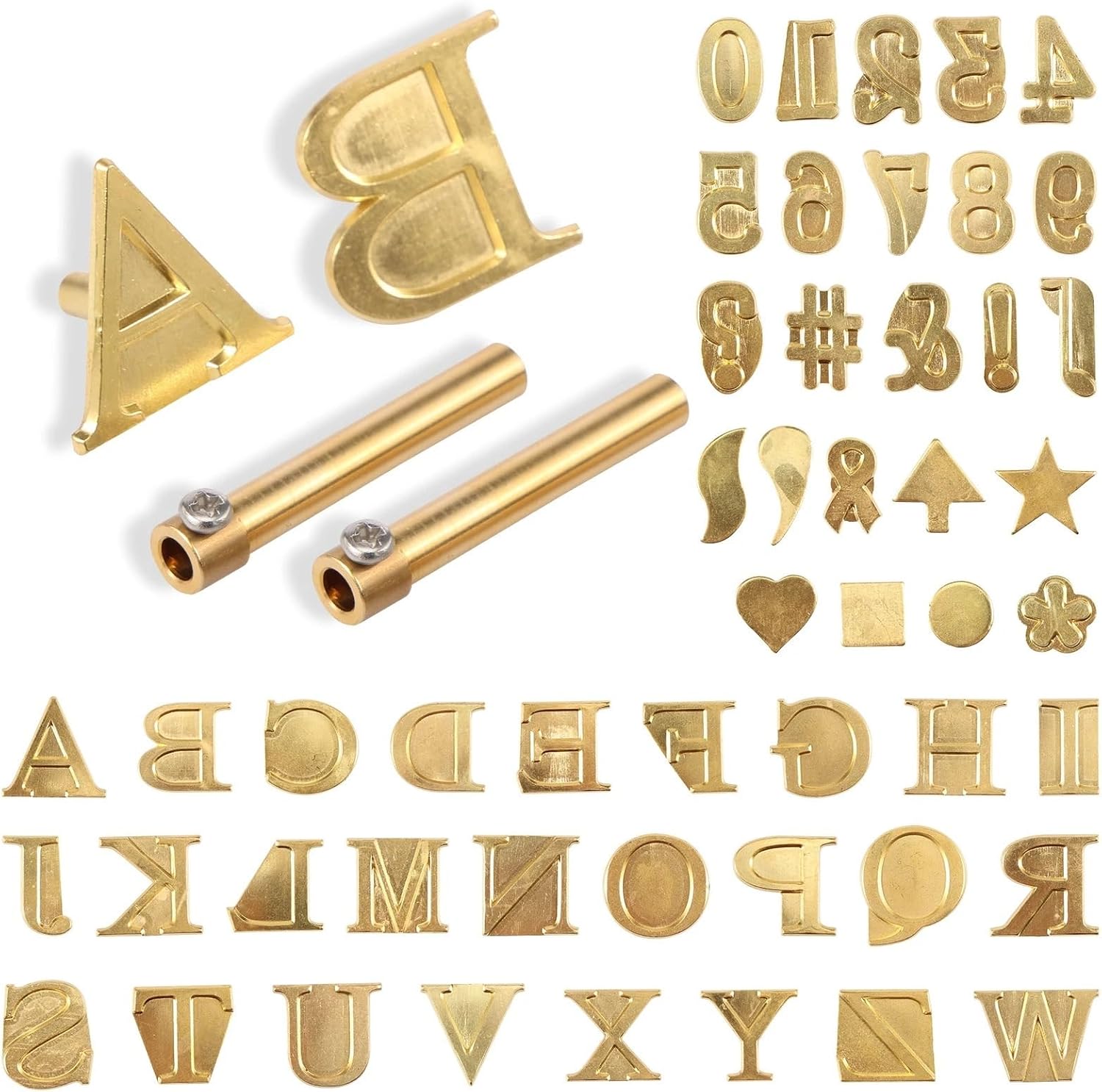 Wood Burning Letters Wood Burning Tip Set Brass DIY Burning Carving Kit Rustproof Letters/Numbers HotStamp Template Set Leather Burning Carving Head for Leather Wooden Burner Craft DIY