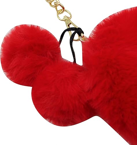 Miniatura 5 de Bolso de mano de piel sintética con forma de corazón para mujeres y niñas, bolso de hombro de felpa con correa de cadena de metal, Rojo -, Portátil