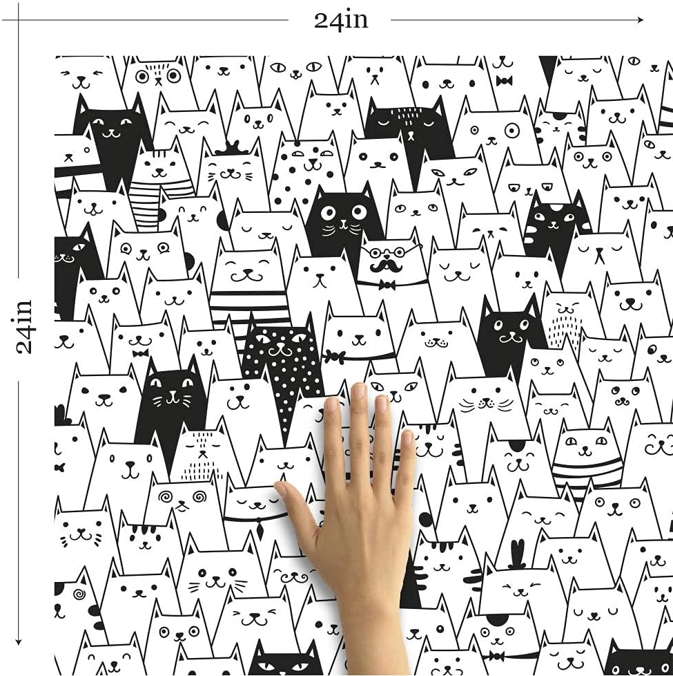 Walls By Me Peel and Stick Black and White Geometric Animal Removable Wallpaper 6188-2ft x 4ft (61x122cm)