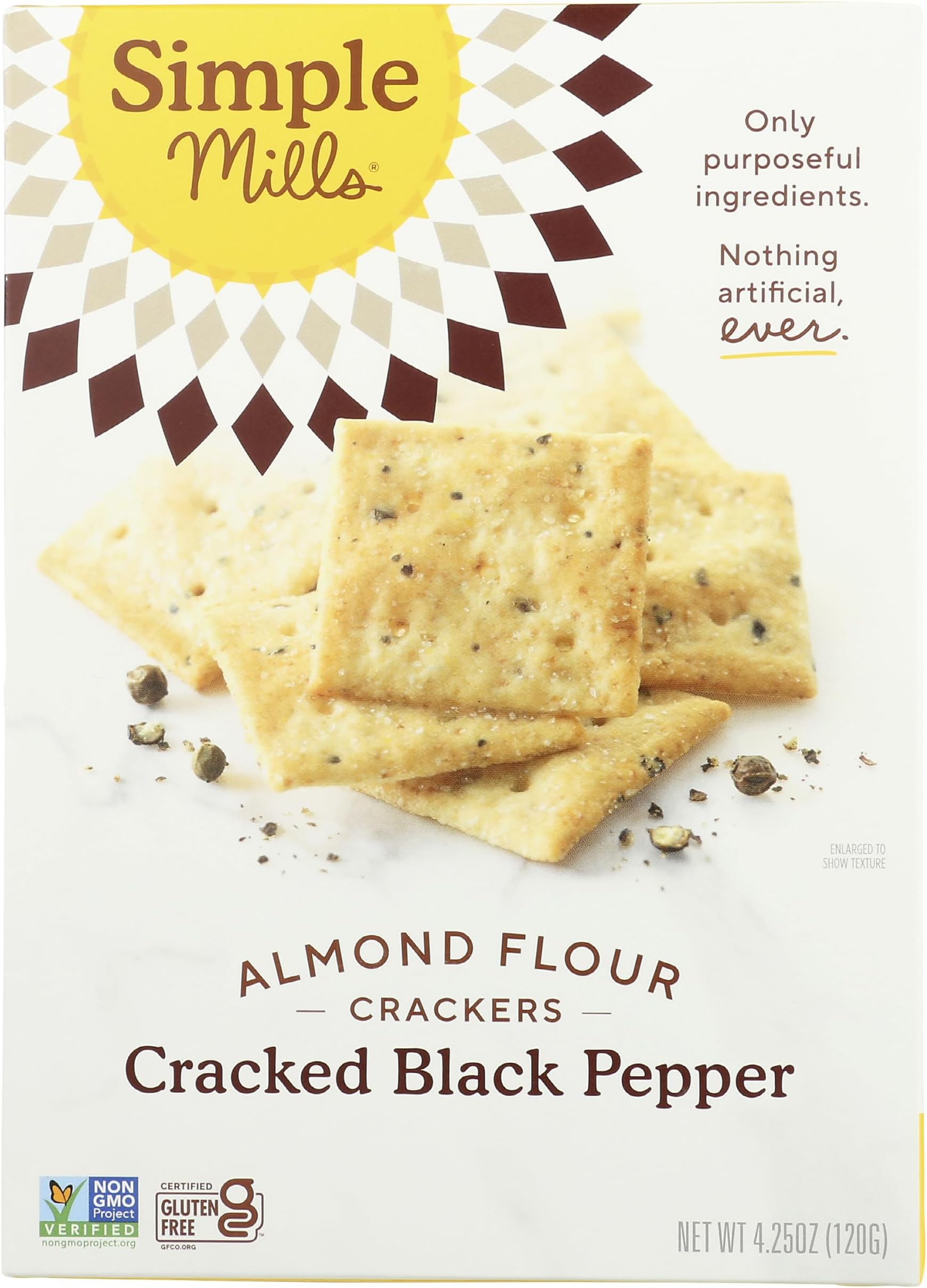 Naturally Gluten-Free Almond Flour Crackers, Cracked Black Pepper, 4.25 oz