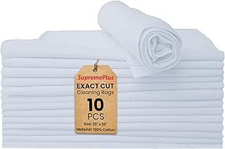 Premium Exact Cut White T-Shirt Cleaning Rags (10 Pieces) - 20"x20" Cotton Rag for Mechanic Shops, Cast Iron, Staining Wood, Painting & Households – Shop Rags Bulk