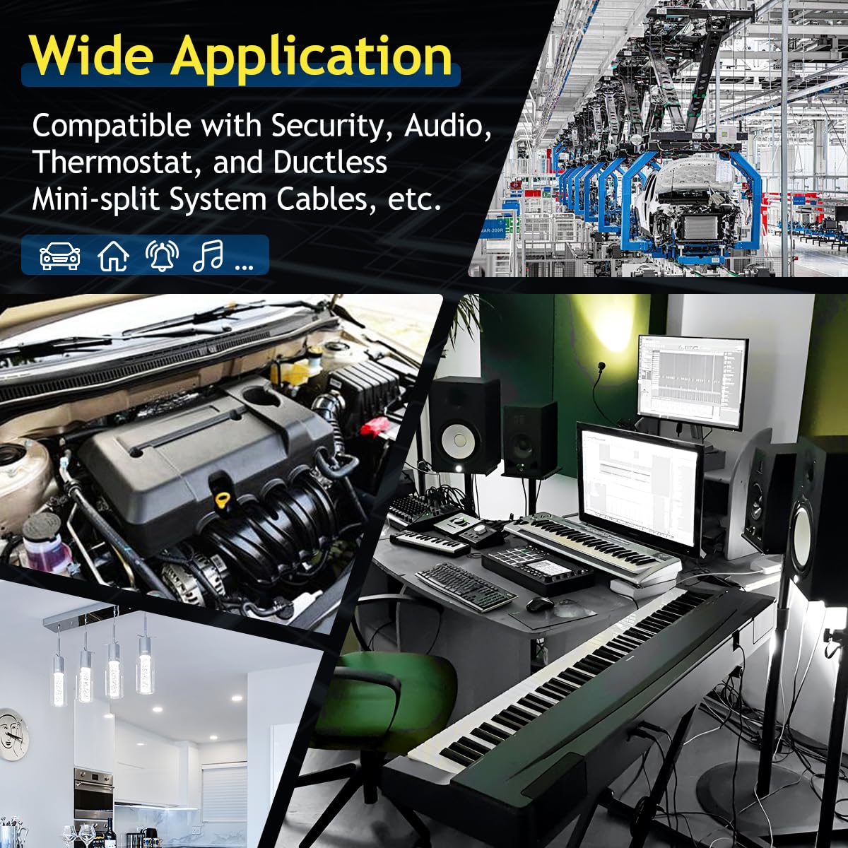 14 Gauge Oxygen Free Tinned Copper Electrical Wire, 100ft / 30m 14 AWG 2 Conductor Multi Strand OFC Pure Copper Wire with PVC Jacket, Flexible Wire for Automotive/Car/Home Theater/Lamp/Marine Cable