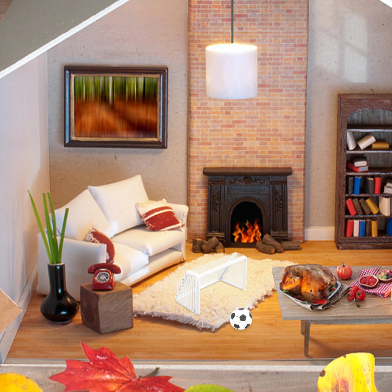 TOYANDONA Mini But De Football pour Maison De Poupée avec Filet Et Ballon Compact Accessoire Football Enfant Jouet Educatif Décoration DIY