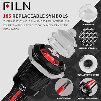 2Pcs 19mm LED Latching Push Button Switch IP67 20A 12V-24V White