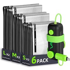 Vacuum Bags for Travel - USB Electric Pump 6 Pack Carry-on Size Vacuum Seal Bags for Clothing -
