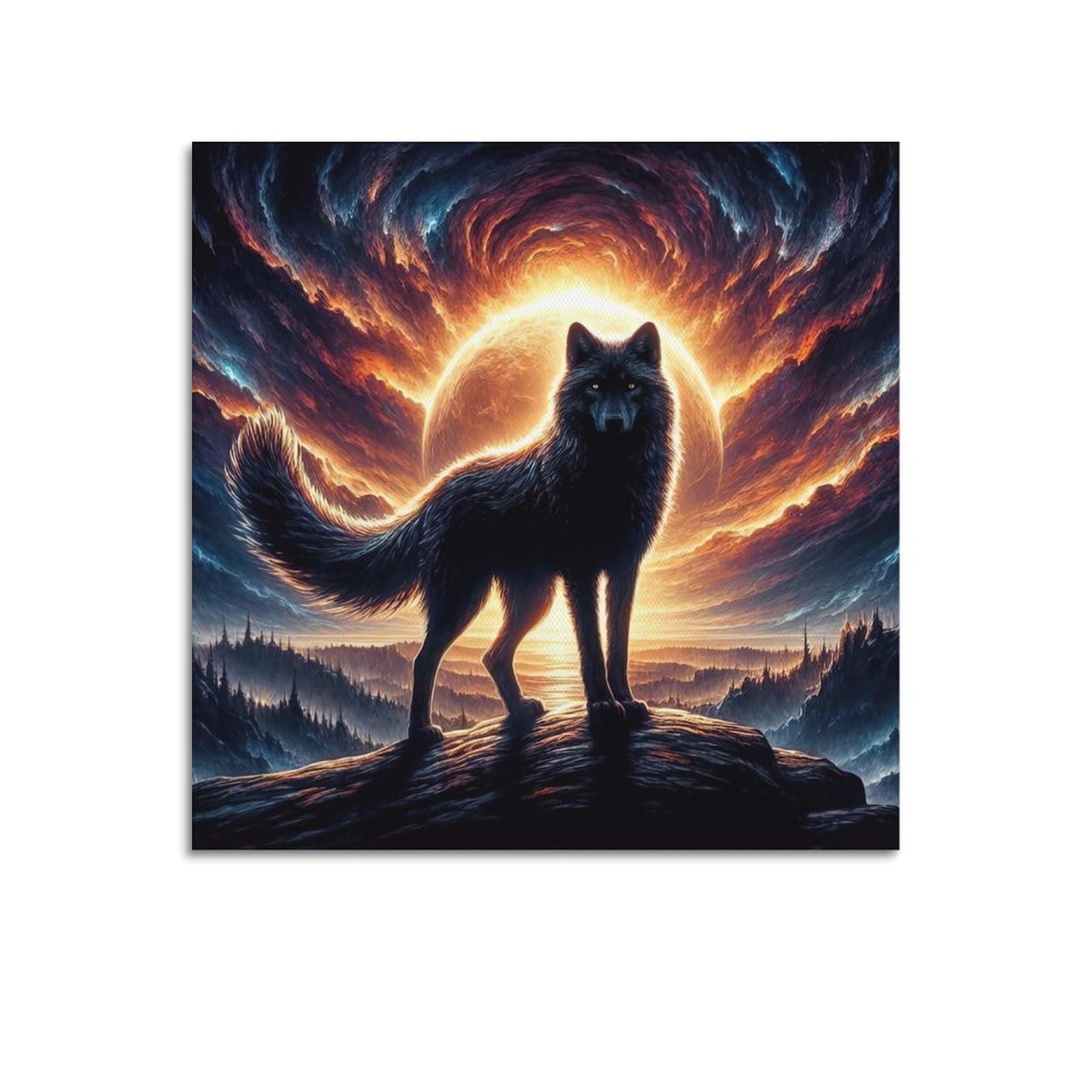 WPHSFX Animal Poster The Wolf on The Mountaintop Poster Decorative Painting Canvas Wall Posters And Art Picture Print Modern Family Bedroom Decor Posters 28x28inch(70x70cm)
