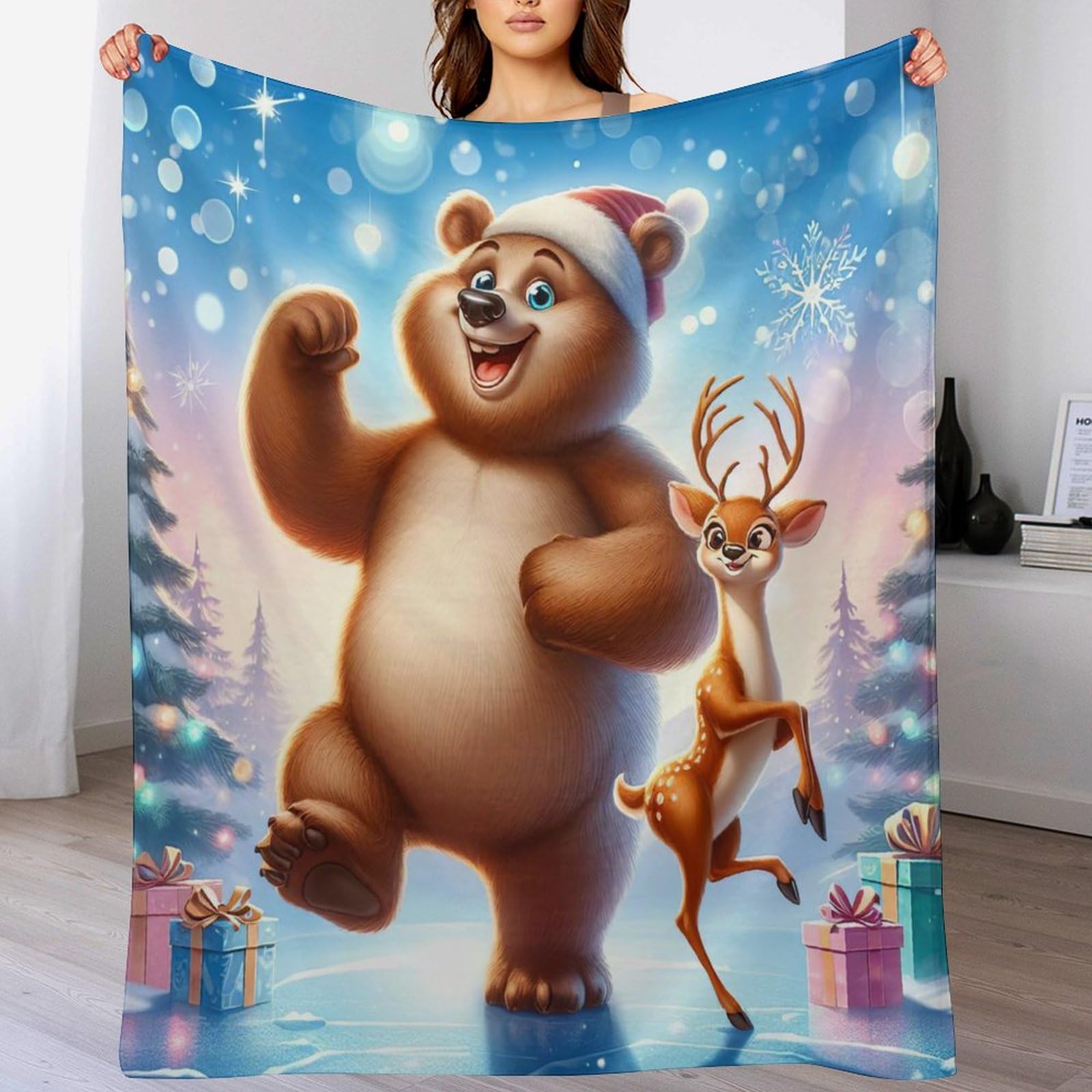 Couverture impression numerique 3d ours plaid 180x200