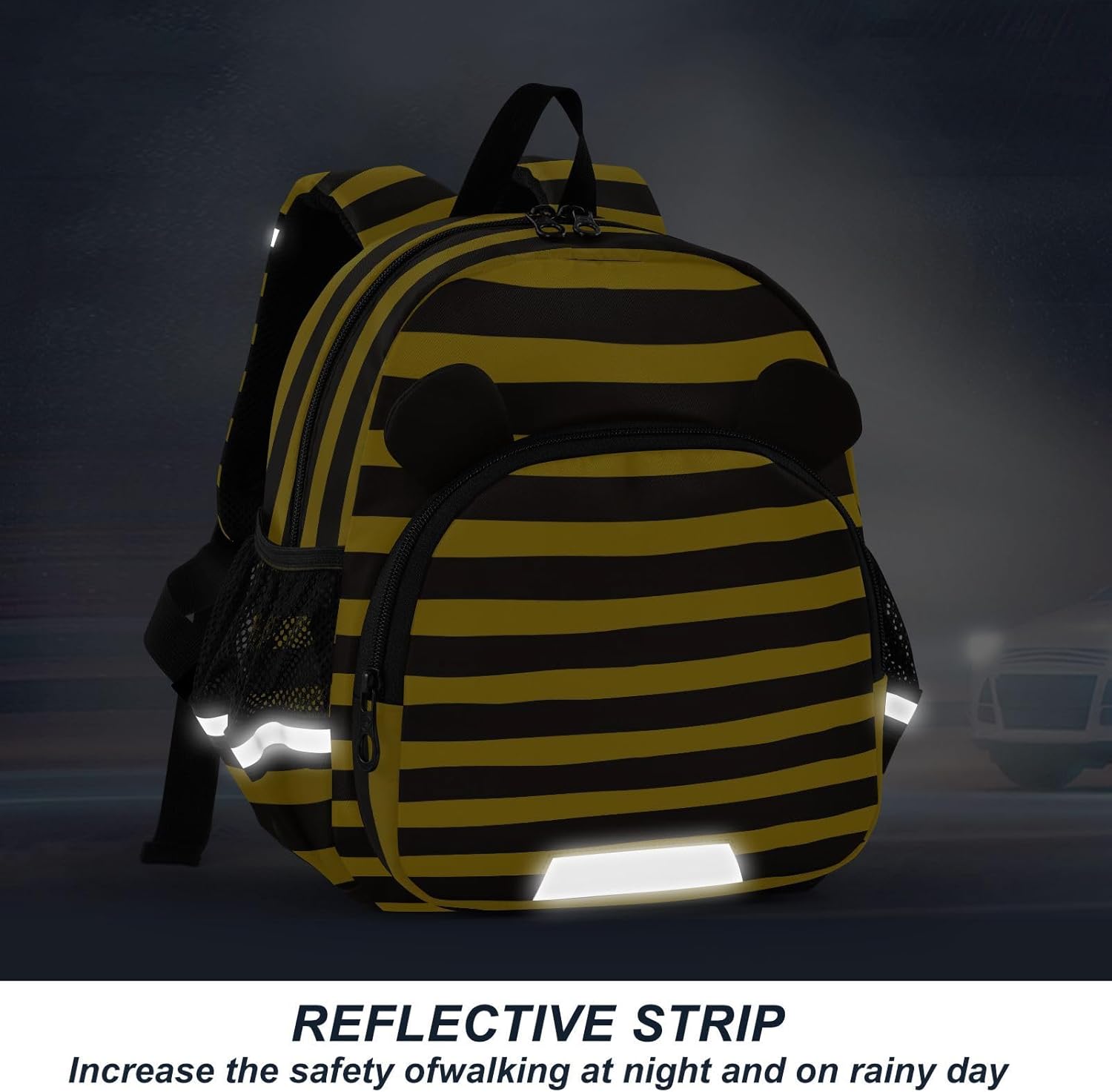 Kids Bumble Bee Stripe Backpack Leash Preschool Backpack Small Toddler Backpacks for Girls Boys 3-6 Anti-Lost Baby Harness M