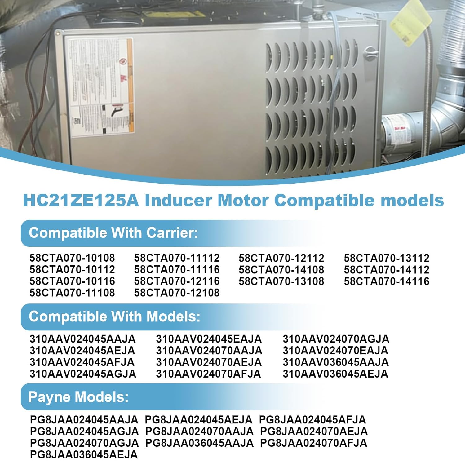 HC21ZE125A J238-100-10110AT Draft Inducer Motor Kit Compatible with Carrier Bryant Payne Models Furnace Exhaust Vent Venter Blower Motor Assembly,Replace 347822-761 326628-761 HC21ZE125A