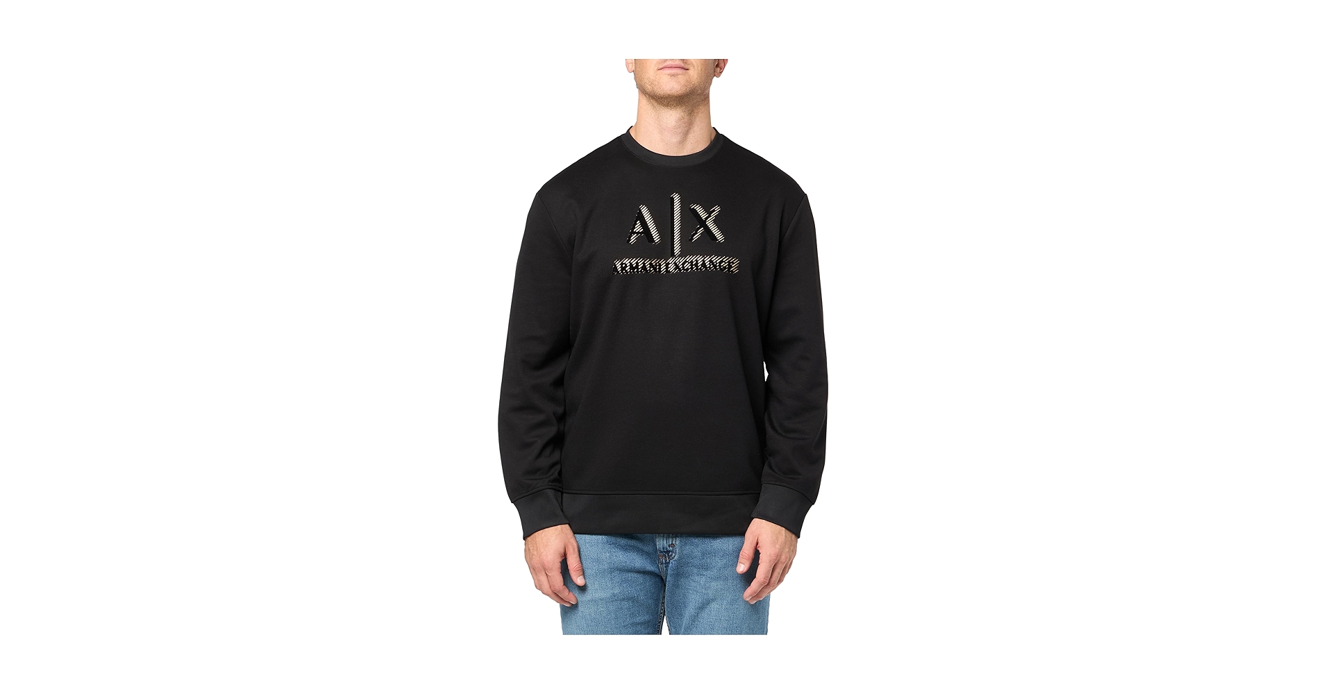 Armani Exchange Men'S Gold Ax Logo Pullover Crewneck