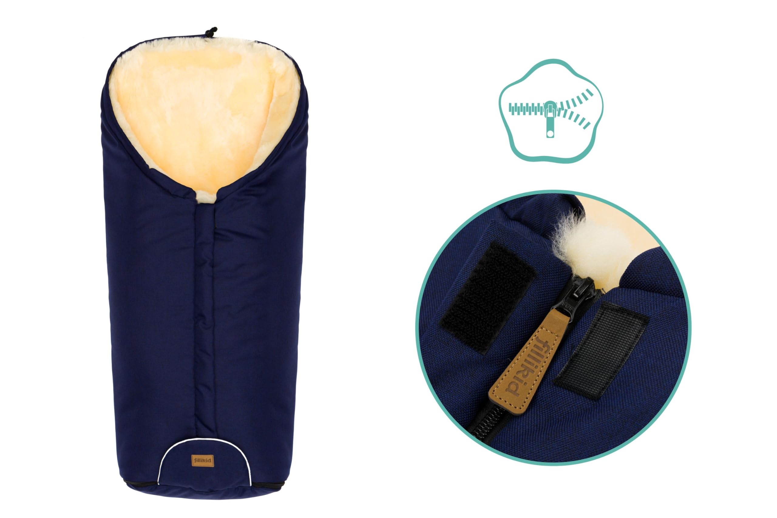 Fillikid Winterfußsack Tacama Exklusiv, Lammfell | Für Kinderwagen & Buggy, atmungsaktiv, wind- & wasserabweisend