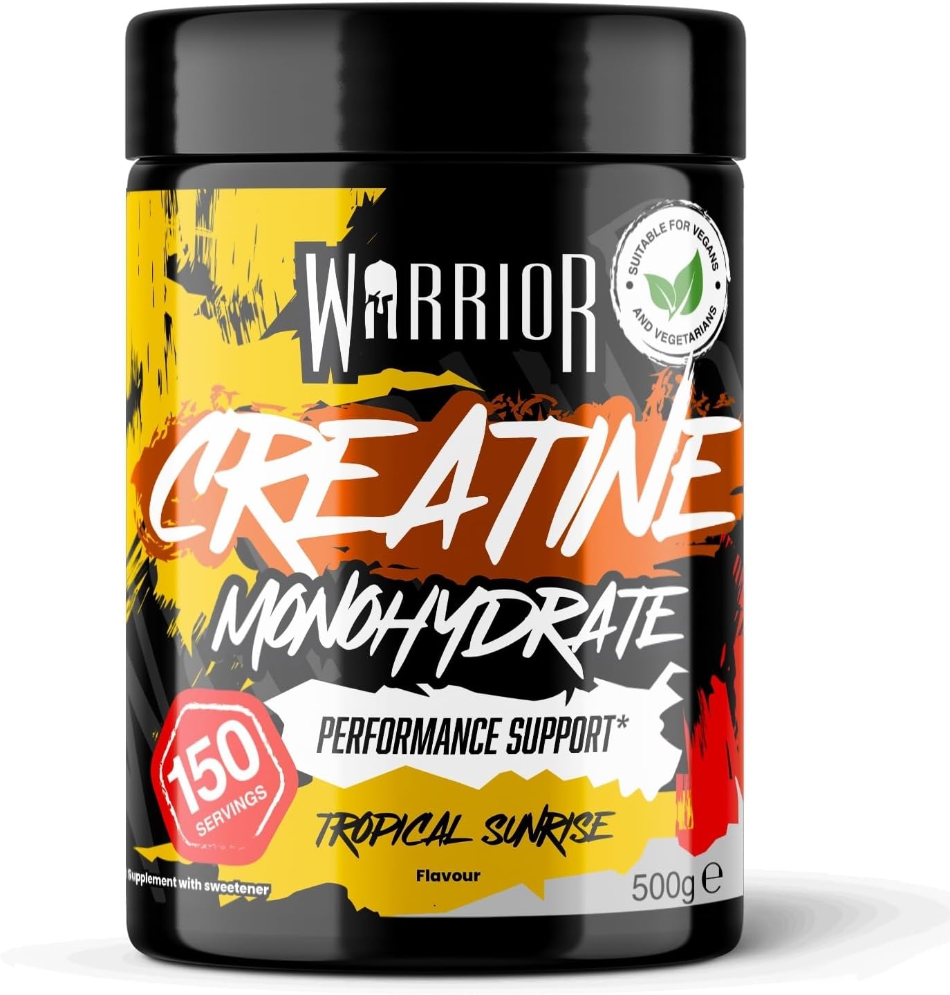 Warrior Creatine Monohydrate Powder 500g (150 Servings) – Pure Micronised Creatine Powder Supplement for Men & Women, Pre & Post Workout Strength, Muscle Growth & Recovery, Vegan – Tropical Sunrise