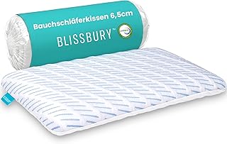 BLISSBURY Kühlendes Bauchschläferkissen 6,5 cm 60x40 cm Memory Foam, flaches Kopfkissen, ergonomisches Nackenstützkissen für Bauch-, Rücken- und Seitenschläfer, kühlend und atmungsaktiv