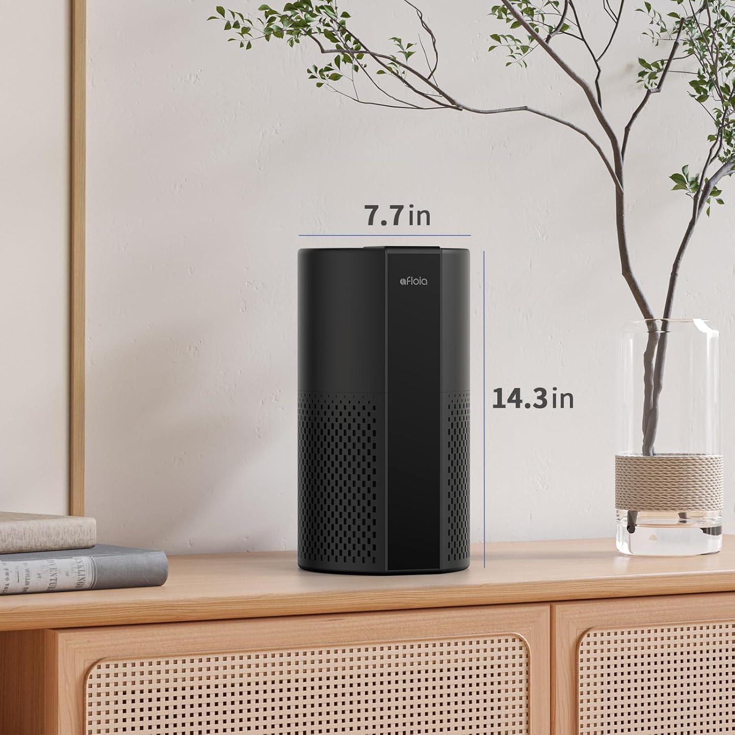 Afloia Air Purifier for Home, 4-in-1 Washable Filter for Allergies, Covers Up to 1076 ft², Quiet Operation, Auto Shut-Off & Night Light, Removes Pet Dander, Pollen, Dust, Mold, and Smoke,Black