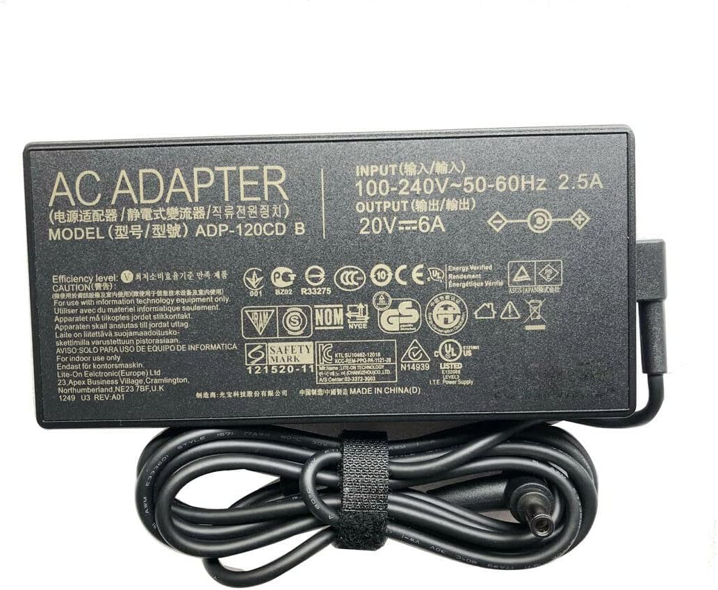 20V 6A 120W AC Adapter Charger Compatible for ASUS VIVOBOOK PRO 15 F571GD-BQ7801T ADP-120CD B A17-120P2A 0A001-00860100 80320002W Laptop Power Supply