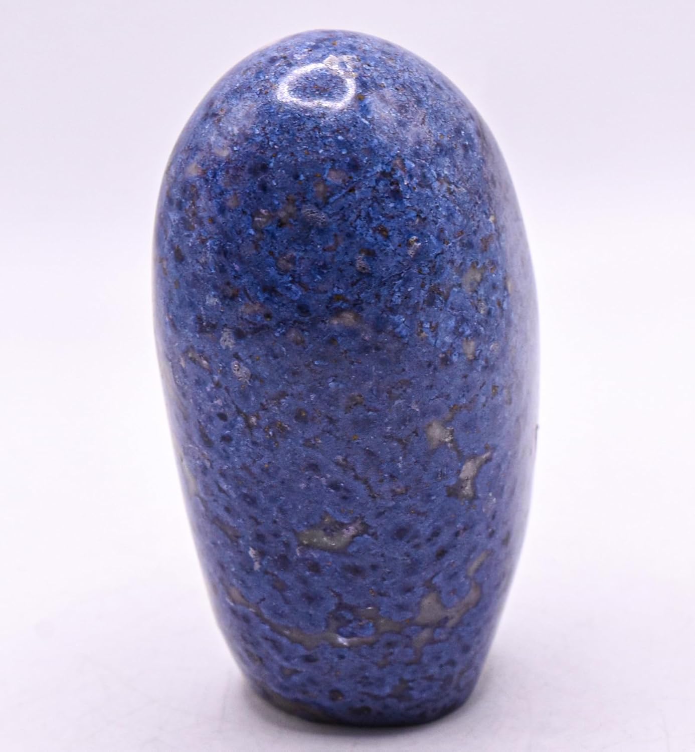 3" 210g Rich Blue Dumortierite w/Quartz Inclusions Freeform Polished Natural Orbicular Orbs Self Standing Gemstone Crystal Mineral Décor Specimen - Peru
