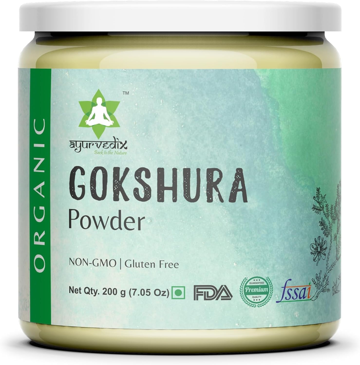 Gokhshura Gokhru Powder 200gm/7.05oz (Pack of 2) Jar Rich in Antioxidants I Preservative Free Tribulus Terrestris Vegan Powder for Male I Supports Reproductive Health & Urinary Tract