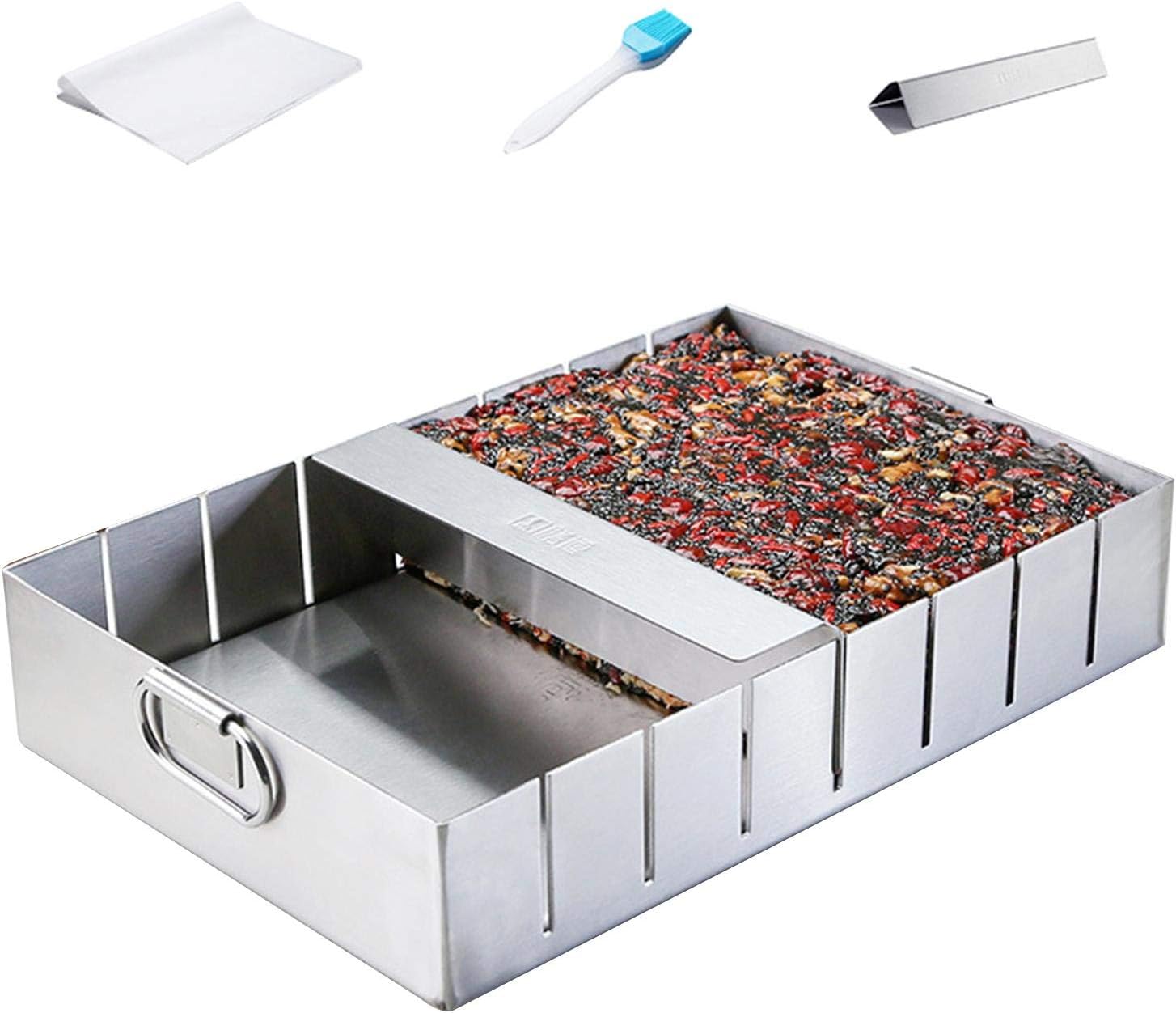 Adjustable Rectangular Cake Pan - Baking Pan with Dividers - Rectangle Copper Baking Pans Cookie Sheets Bakeware Toaster Oven Nonstick Set for Home Kitchen Muffin Bread Pan