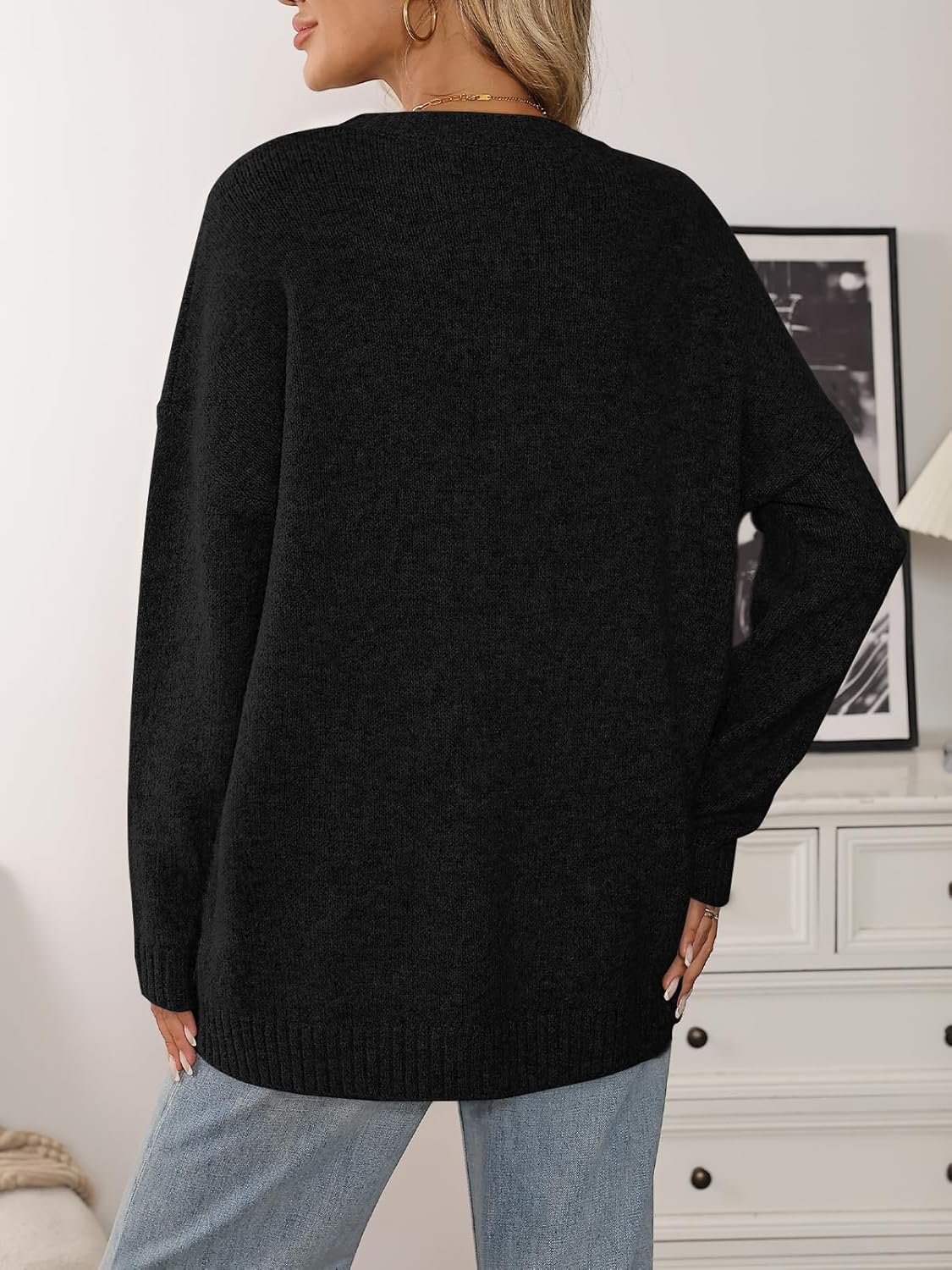 LILLUSORY Womens Oversized Tunic Sweaters Winter Cozy Tops Cute Chunky Crewneck Plus Size Pullover Long Sleeve Clothes