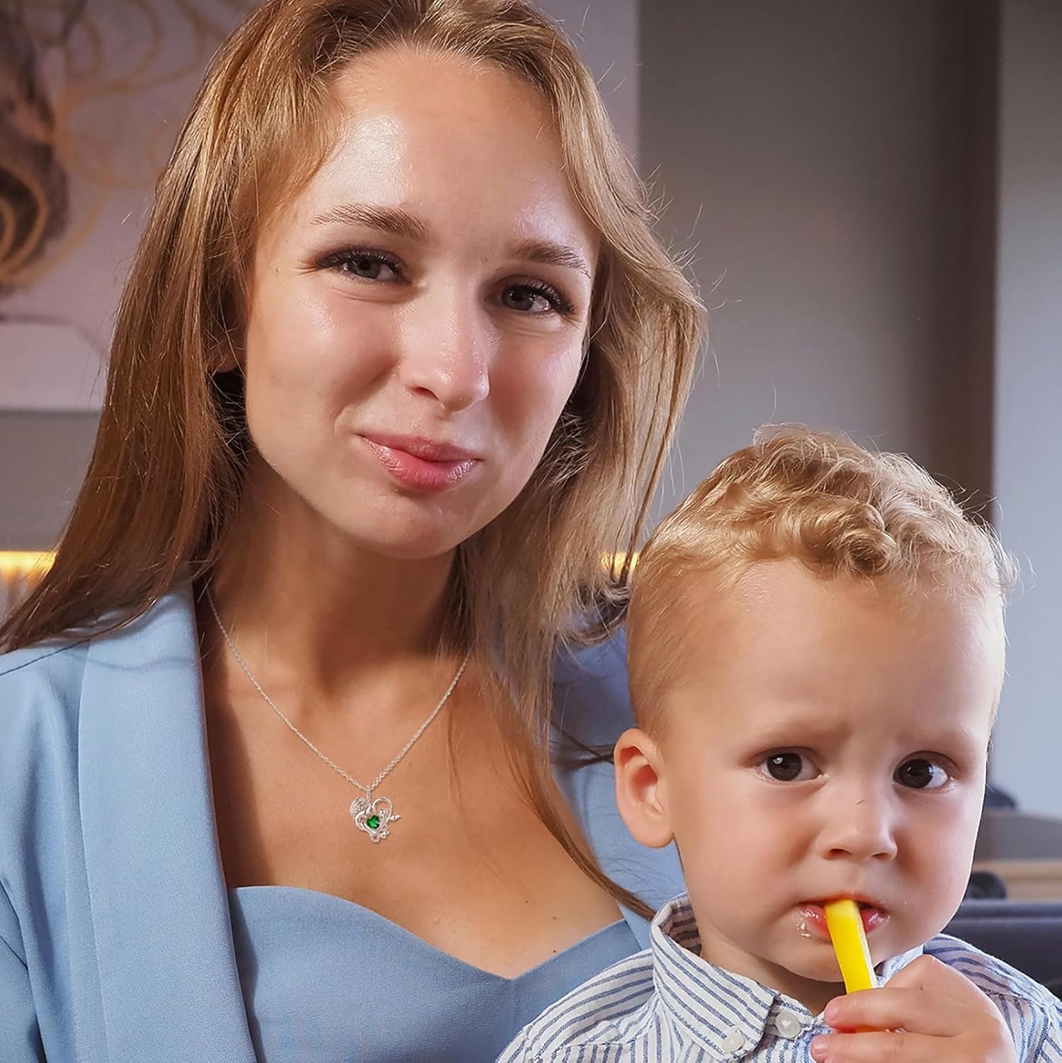 FANCIME Birthstone Mother & Child Heart Necklace - Tree of Life Pendant I Love You Mom Jewelry Gift for Mom, Grandmother, Wife, 16"+2" Chain, Symbol of Love & Eternal Bond - Image 5