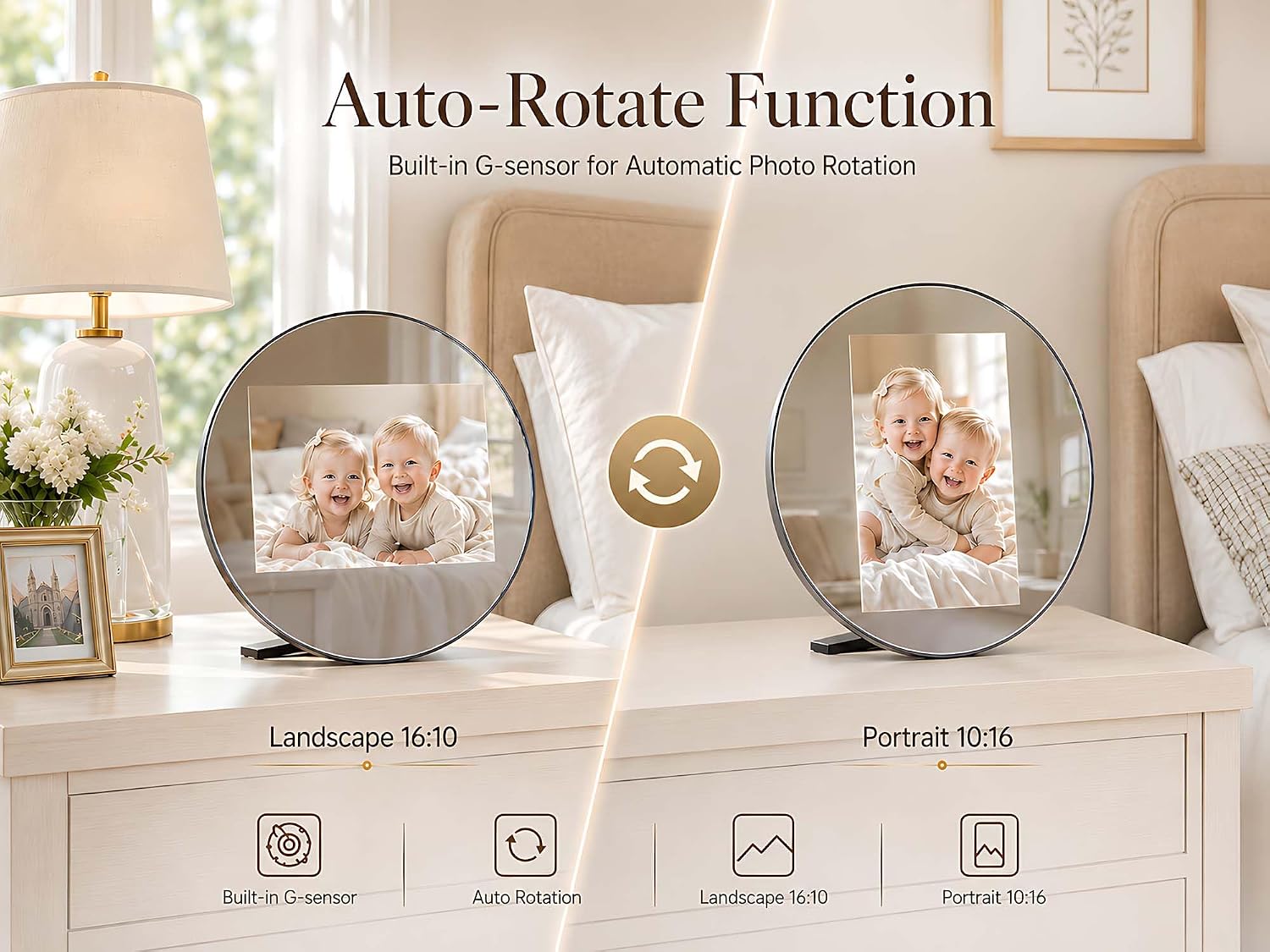 Frameo Digital Picture Frame Digital Calendar 10.1 Inch Mirror|WiFi Smart Photo Frame|IPS HD Touchscreen|Auto-Synced Calendar, 32GB|Share Photos/Videos via Frameo App, Gift for Parents Grandparents