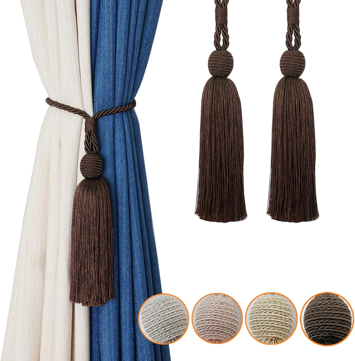 HIASTRA Curtain Tiebacks Tassel Drapery Holdbacks, 2 Pcs