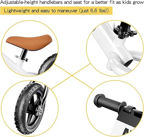 Miniatura 6 de Bicicleta de equilibrio para niños de 2 años, sin pedales, bicicleta de 12 pulgadas para niños de 24 meses a 5 años, placa personalizada (3