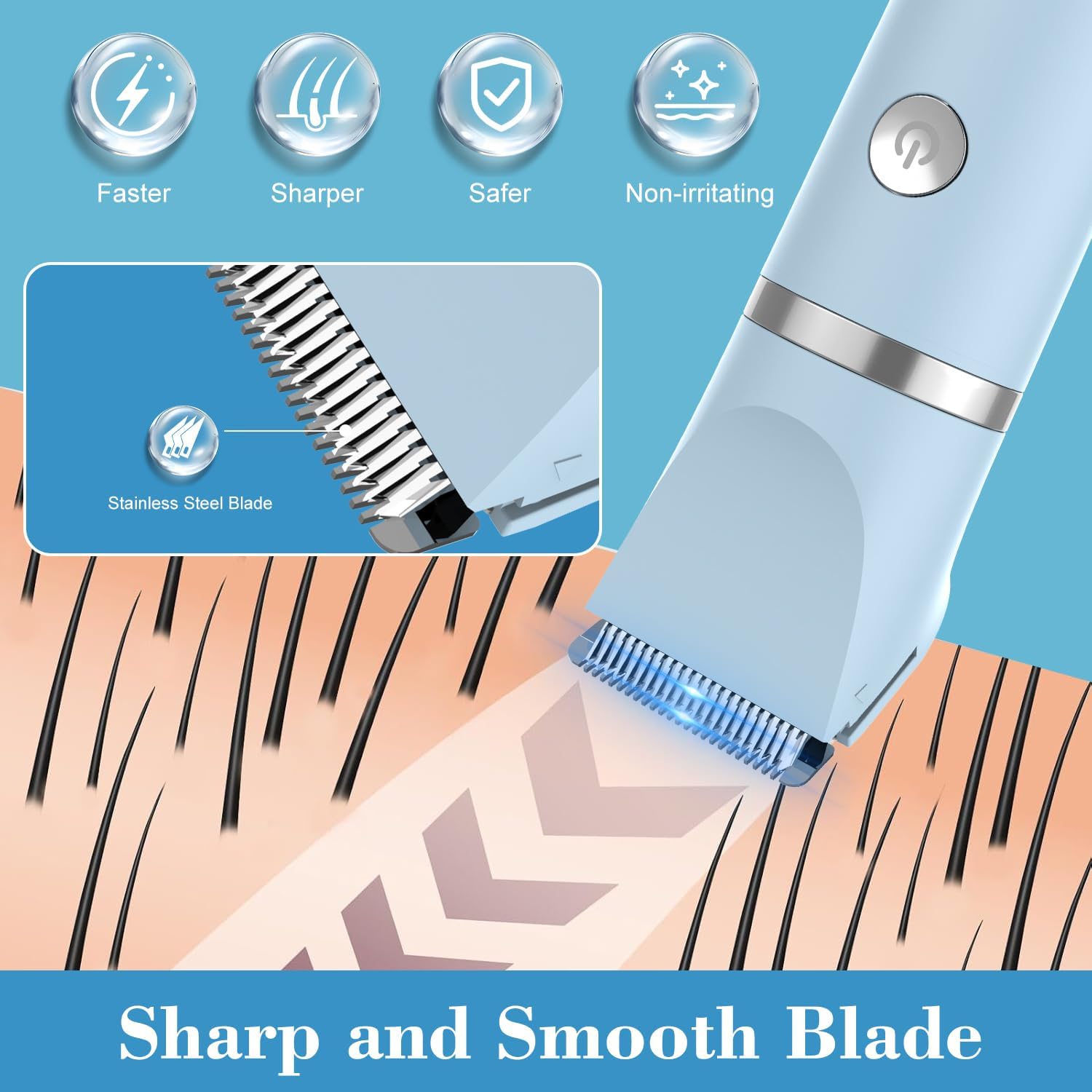 3-in-1 Electric Razor IPX7 Waterproof Bikini Trimmer Wet & Dry Use Painless Personal Trimmer Groomer for Ladies Face Body Legs Bikini Public Hairs Electric Lady Shaver with Replaceable Heads image 3