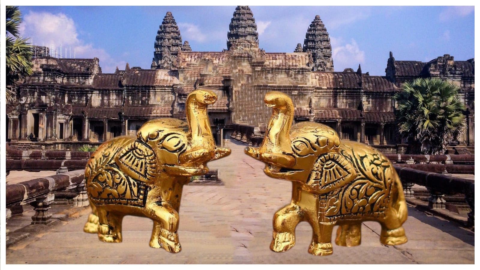 Denique Metal Elephant Trunk Up Showpiece Decorative Items Figurine for Home Decoration Gold Plated Statue Home/Office Table Living Room Decor.Pack of 2 pcs Set 3