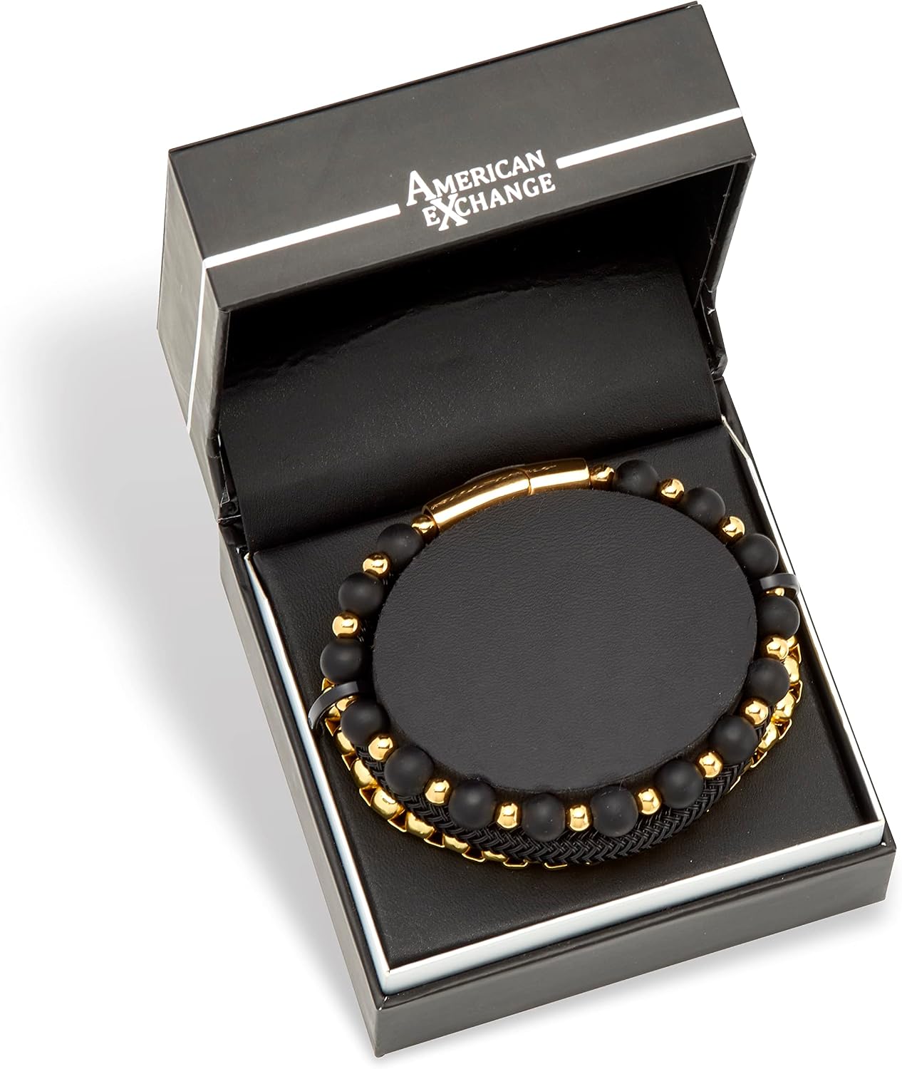 Palm Beach Jewelry American Exchange Men's Yellow Gold Ion-Plated Stainless Steel Macrame Bracelet Set, Slip Lock Clasp, 8.5 inches