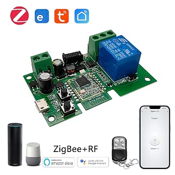 Tuya Zigbee 1 Channel Smart Relay Module USB5V 7-32V Micro Switch with 433MHz RF Remote Control Light Switch Compatible with Alexa Google Home (Requires ZigBee Hub)