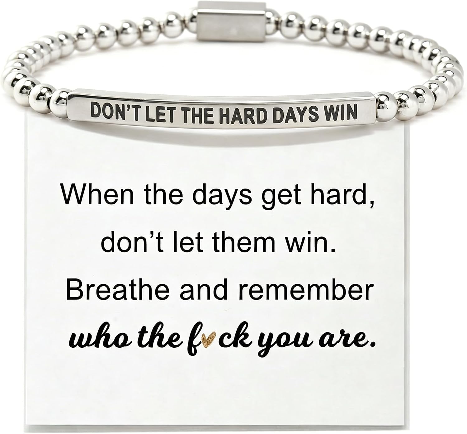 Dont Let The Hard Days Win Bracelet for Women Men,Motivation Inspirational Handmade Braided Adjustable Wrap Stainless Steel Tube Engraved Jewelry,Friendship Gifts