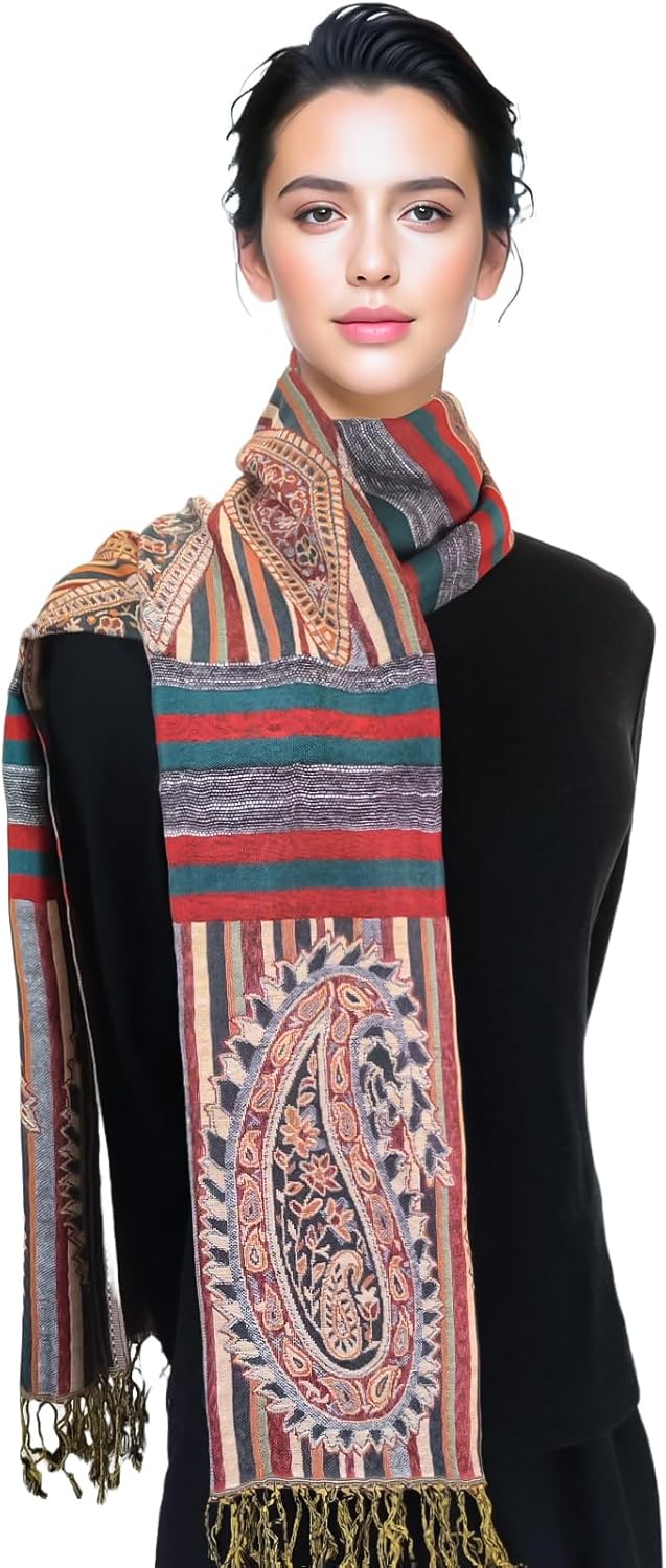 Paisley Pashmina Shawl Wraps for Women Evening Dresses Elegant Soft Rave Scarf Festival Lightweight Scarves Shawls - Image 4