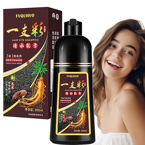 Champú de color castaño instantáneo para el cabello, champú de tinte de cabello marrón 3 en 1 para mujeres y hombres, champú castaño de larga
