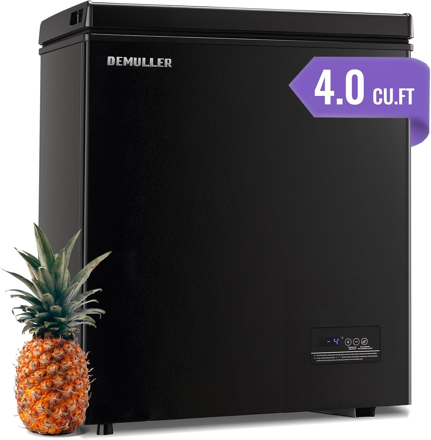 4.0 Cubic Feet Small Deep Freezer Chest Freezer with Electronic Display Screen Electronic Thermostat Accurate to Every Degree Adjustable Storage Basket WHITE